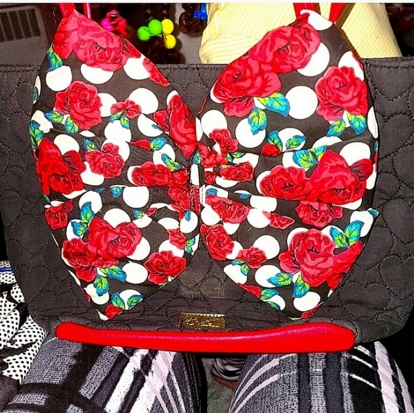 RARE Betsey johnson Huge rose bow tote bag